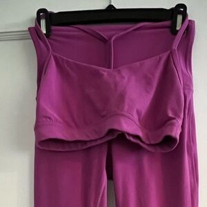 Lululemon Fuchsia/ magenta cropped Leggings and sports bra Set